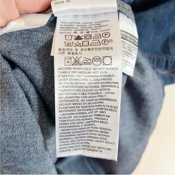 Levi's Larissa western shirt blue denim short sleeves dark wash snaps - Picture 7 of 8